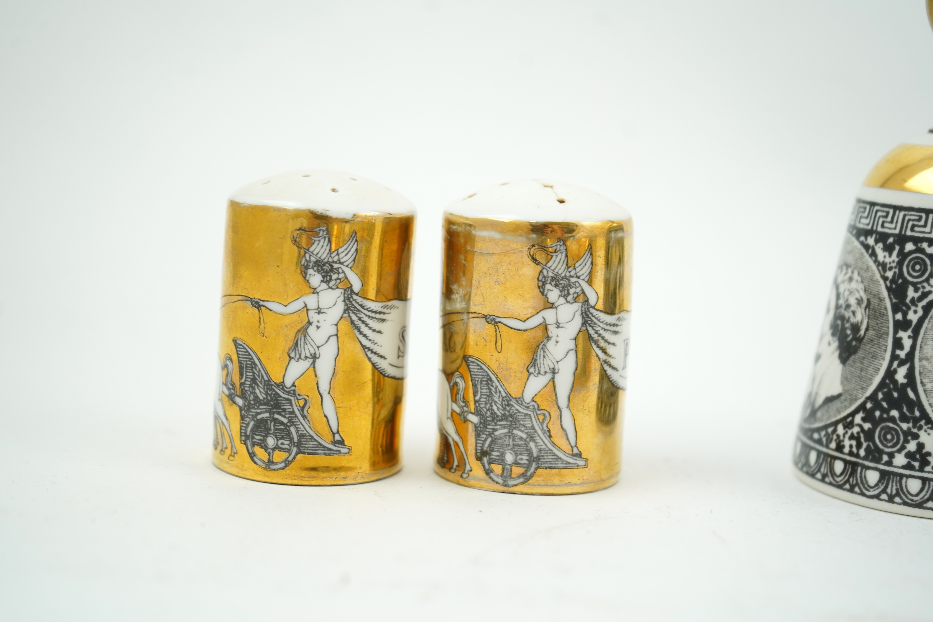 Piero Fornasetti (Italian, 1913-1988): A collection of Fornasetti desk items and dishes